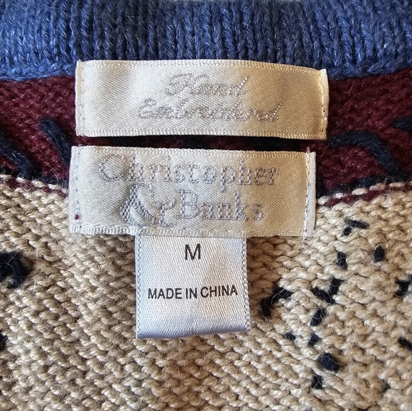 Christopher & Banks Size Medium Vintage Hand Embroidered Patriotic Sweater Vest - Picture 6 of 9